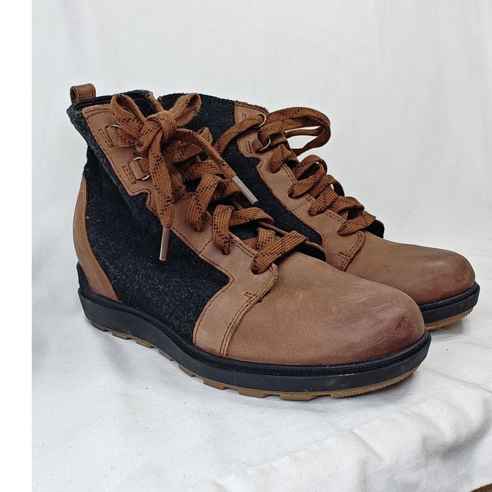 Sorel Evie II NW Lace Plus Waterproof Boots Brown Black platform NL5213-256 9.5